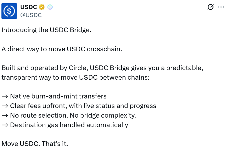Circle推出USDC跨链桥实现原生稳定币转账