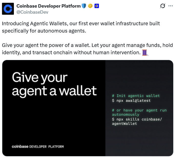 Coinbase推出专为AI智能体设计的加密钱包